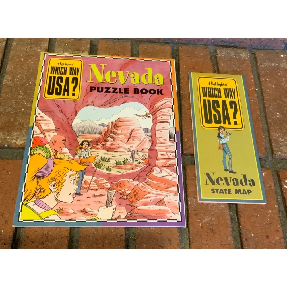 Highlights Which Way USA Nevada Puzzle Book and State Map Set Vintage